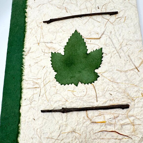 Handmade Journal Leaf DesignTwig Accents Eco-Friendly Paper Rustic 6.25" x 7.5" - Picture 4 of 9